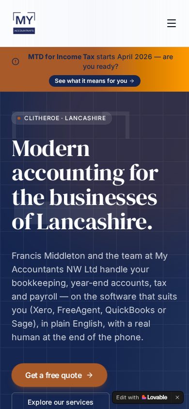 My Accountants NW on a mobile phone