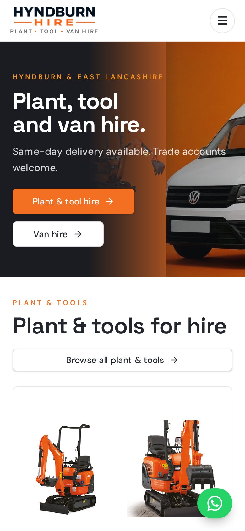 Hyndburn Hire on a mobile phone