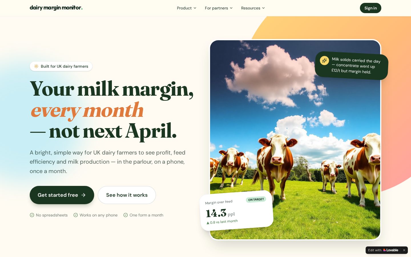 Dairy Margin Monitor screenshot